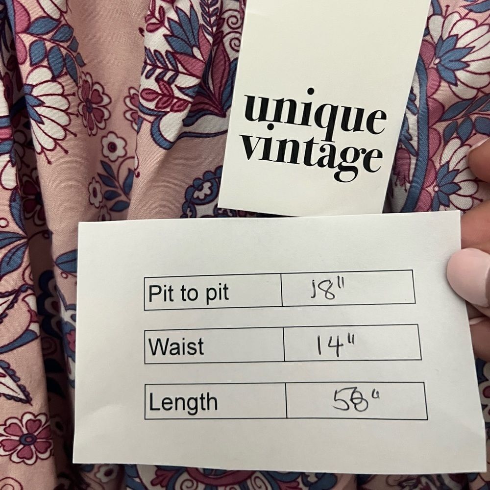 Unique Vintage Pink Paisley Print Dress - Picture 11 of 11
